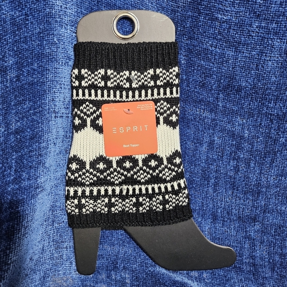Esprit Black White Cream Knit Boot Toppers